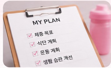 체중 목표와 식단 계획이 적힌 플랜 보드